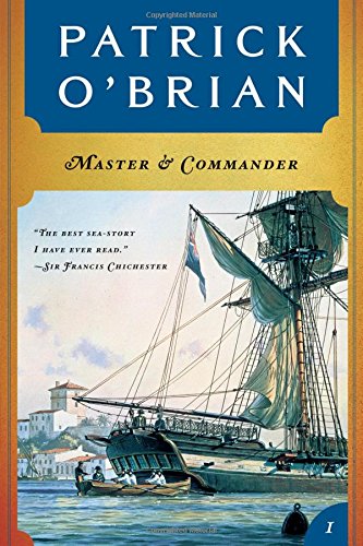 Book cover of Master and Commander by Patrick O'Brian - picture of tall ship in a port