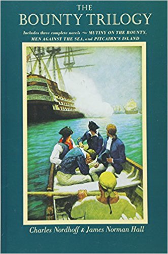 The Bounty Trilogy book cover - painting of castaways in lifeboat leaving a tall ship