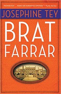 Brat Farrar book cover - orange background with picture of a stately home