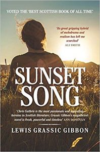 Sunset Song by Grassic Gibbon - woman in a field facing the sunset