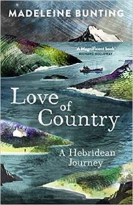 Love of Country by Madeleine Bunting - colored drawing of rain swept Scottish isles