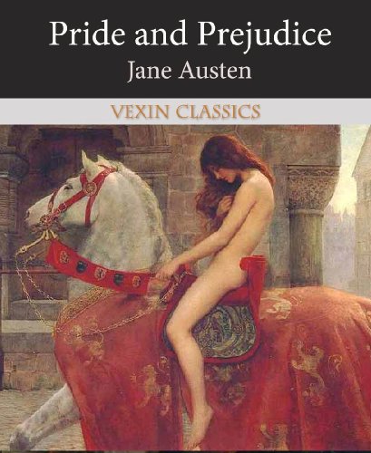 Ridiculous book cover for Pride and Prejudice - Lady Godiva riding naked on a horse