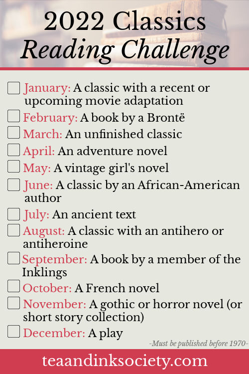 Classic book reading challenge checklist